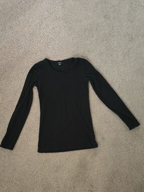 Ambiance Black Long Sleeve Scoop Neck Tee